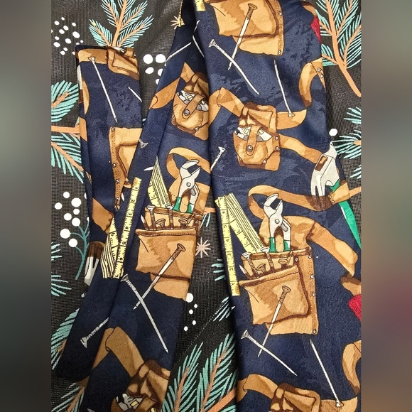 Vtg 90s Home Improvement Neck Tie Tool Time DIY Carpenter Handyman Hammer Nails - Picture 3 of 6